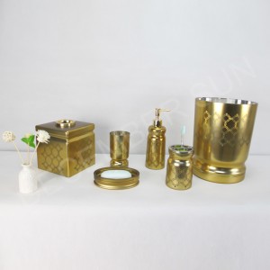 Accesorii de baie din sticlă rotundă din aur, mozaic, decupate cu laser