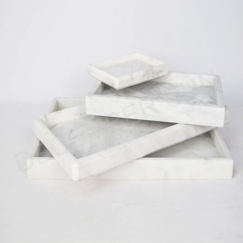 Set de tavă de marmură albă făcută manual
